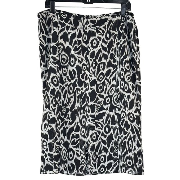 EVAN PICONE Sz 14 Womens Black White Floral Long Maxi A-Line Skirt Summer Boho - Picture 3 of 8